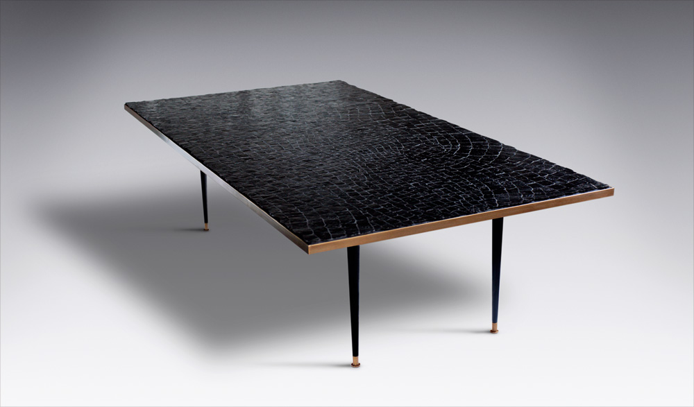 Custom furniture design luxury large black crocodile table