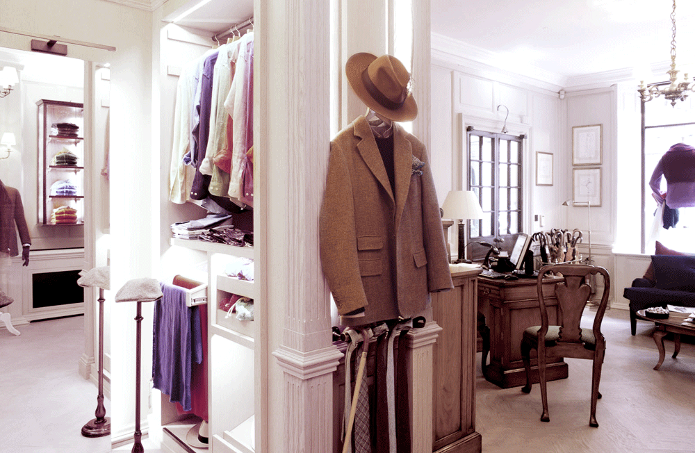 Retail store atelier design interiors luxury Haberdashery Anderson & Sheppard Ltd, London, England UK International