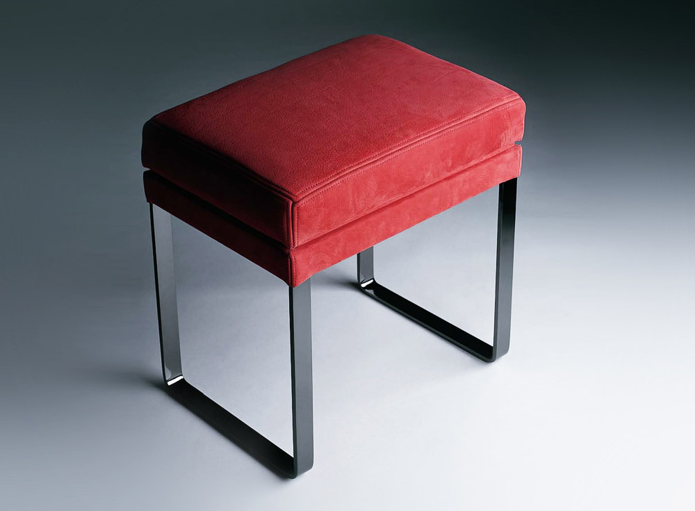 Custom furniture design luxury home decor tabouret nicket red cushion stool with nickel legs