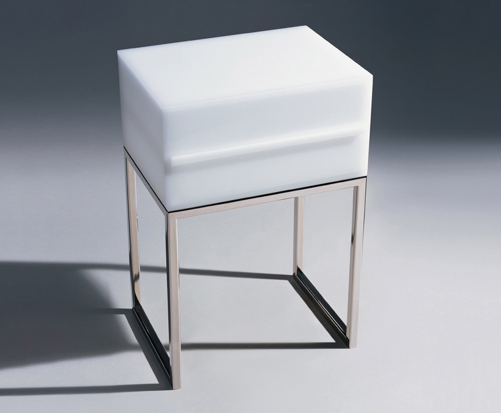 Custom furniture design luxury home decor white plexi chevet air bedside table with drawer