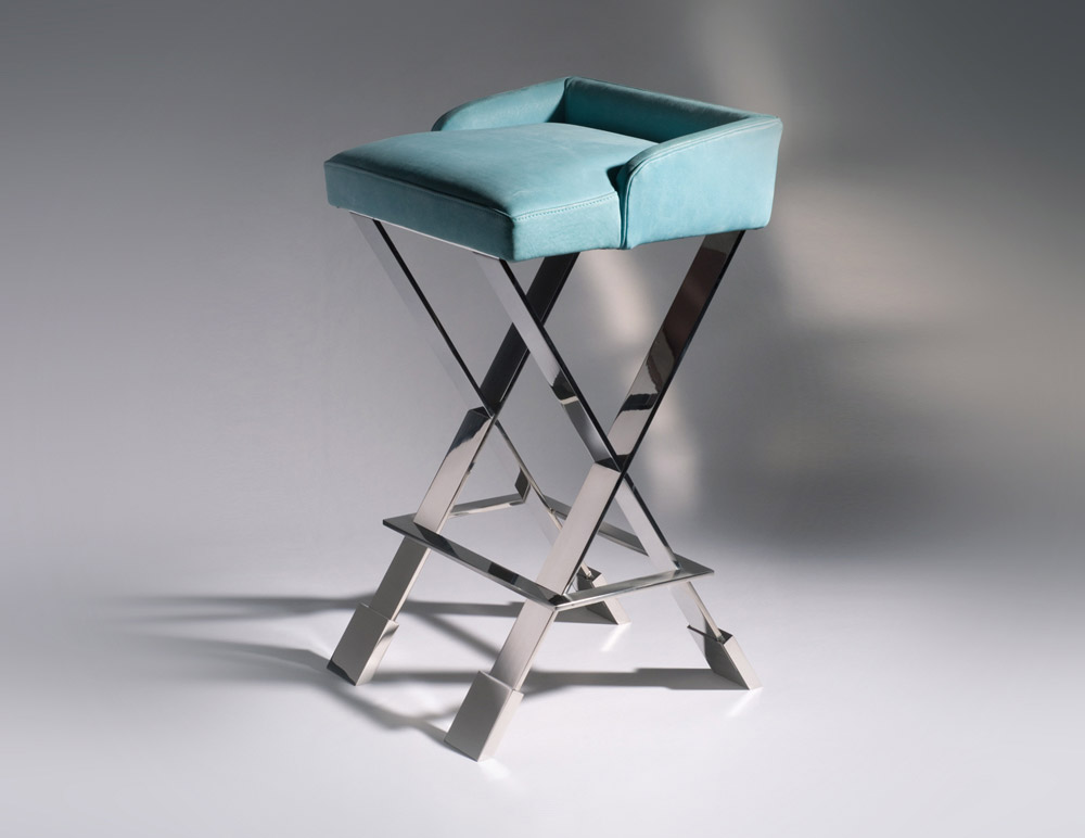 Custom furniture design luxury home decor tabouret 19 leather with metal legs stool